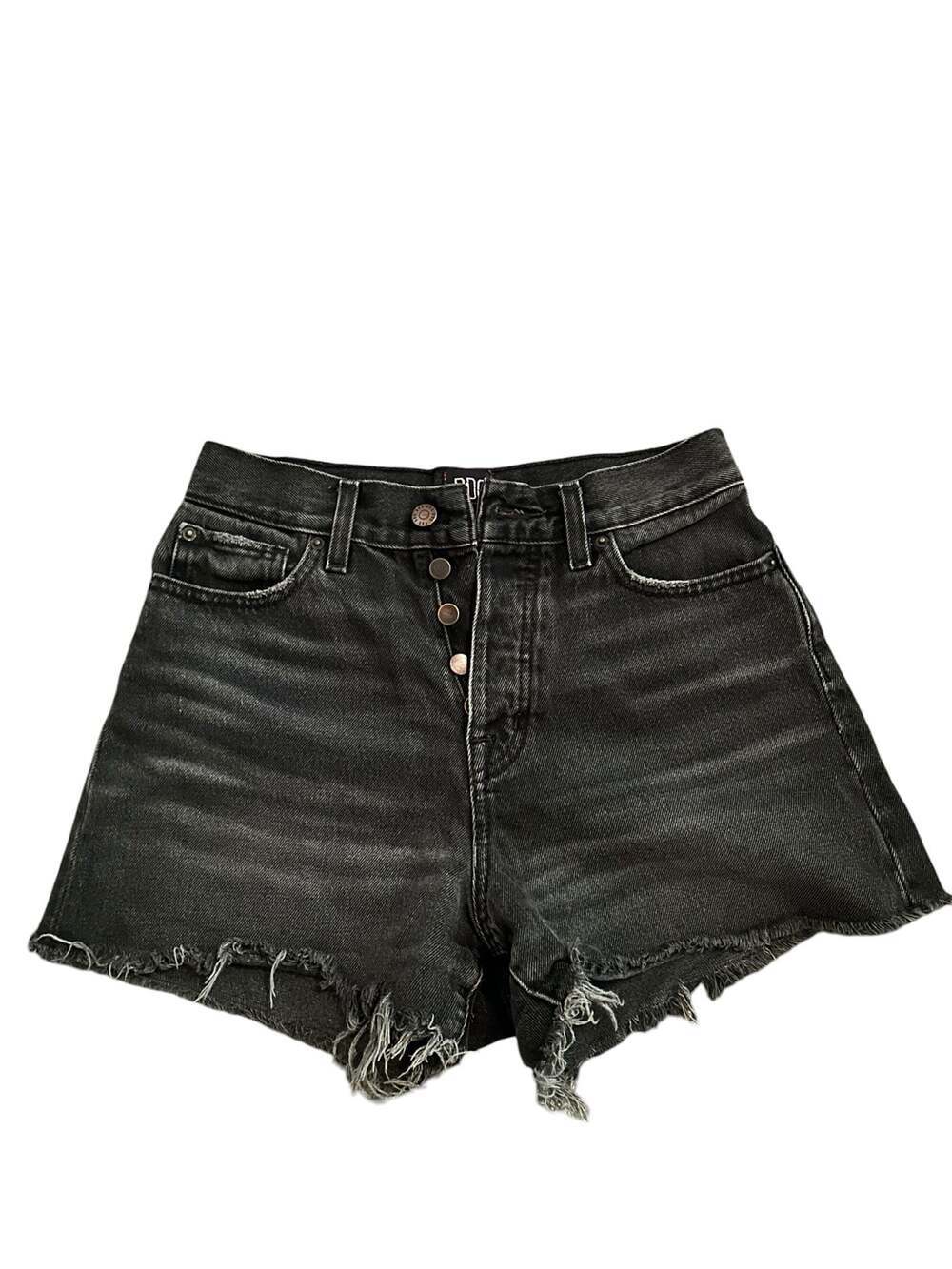 BDG Urban Outfitters Black High-Rise Button-Fly Raw Hem Denim Shorts